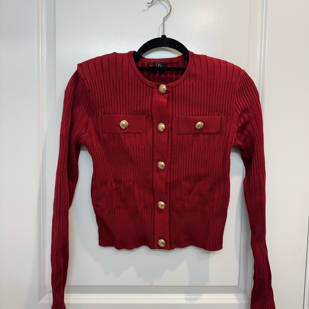 Marciano Guess Red Cardigan with Gold Accents
